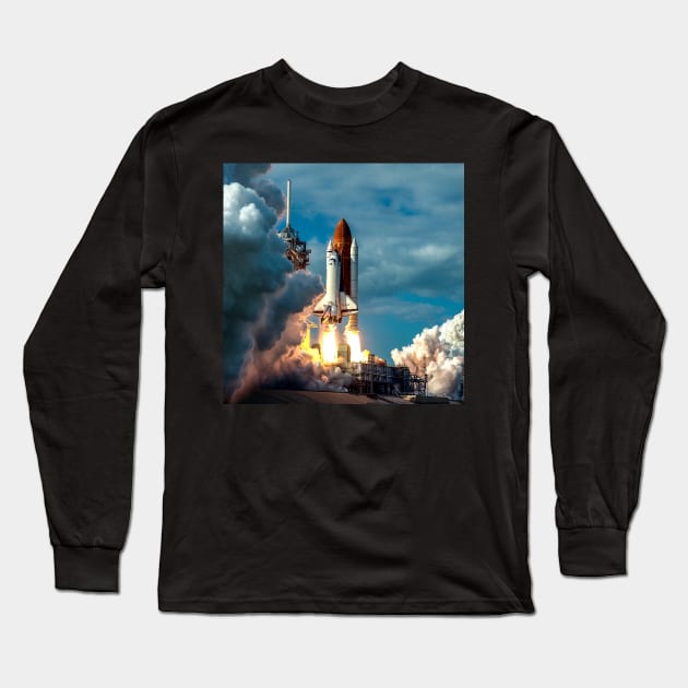 Space Shuttle Columbia. Long Sleeve T-Shirt by Rosettemusicandguitar